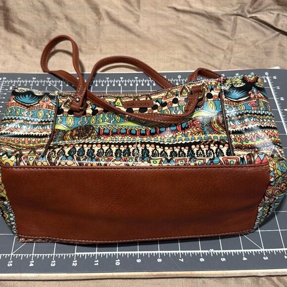 Sakroots Amazing Patterned Canvas And Vegan ? Leather Tote - Picture 2 of 8